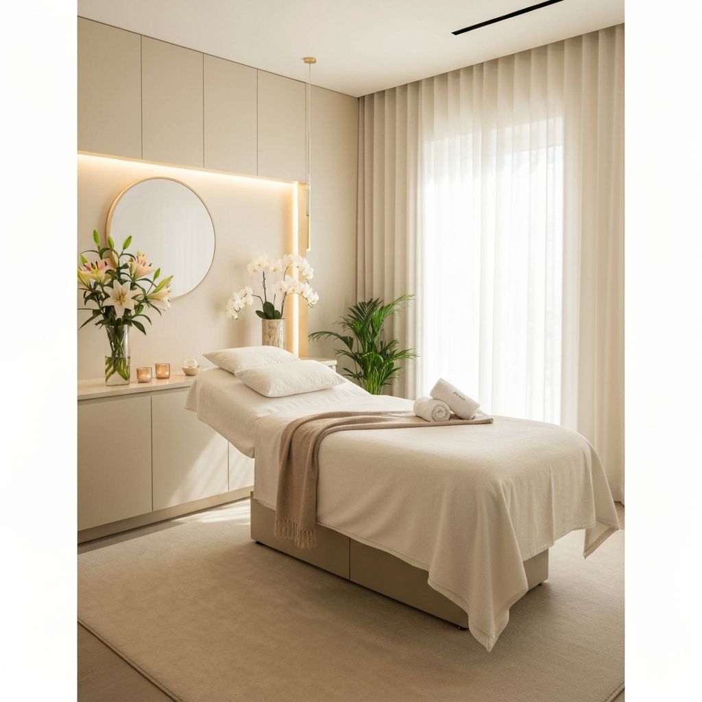 Interior of Glameria Spa with calming, luxurious decor